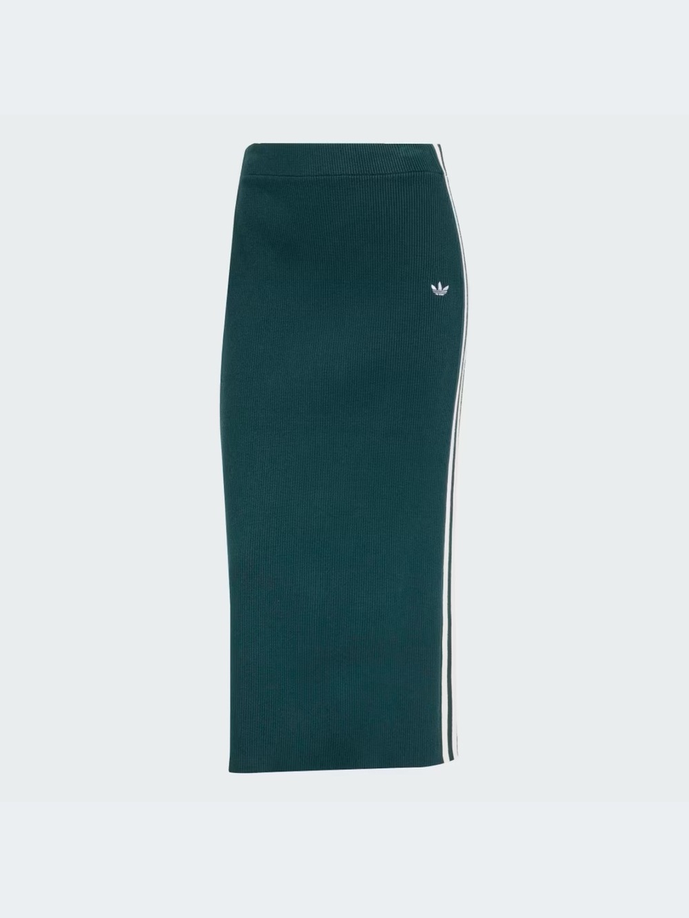 adidas Originals Teal Ribbed Midi Skirt with White Side Stripes - Picture 2 of 8